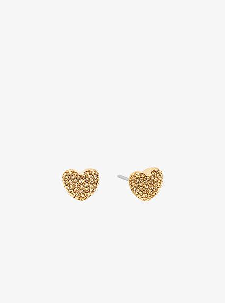Michael Kors Pave Gold-tone Heart Stud Earrings