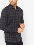 Michael Kors Mens Tailored-fit Checked Cotton Shirt