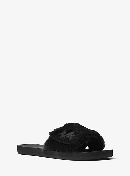 Michael Michael Kors Logo Faux Fur Slide