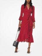 Michael Kors Collection Polka Dot Silk-georgette Wrap Dress