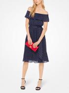 Michael Michael Kors Dot Chiffon Off-the-shoulder Dress