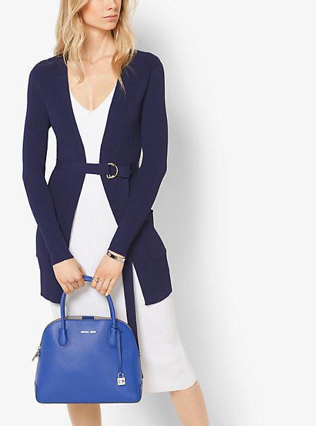 Michael Michael Kors Stretch-viscose Ribbed Belted Cardigan