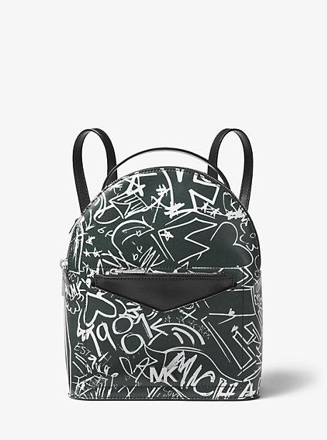 Michael Michael Kors Jessa Small Logo Graffiti Leather Convertible Backpack  | LookMazing