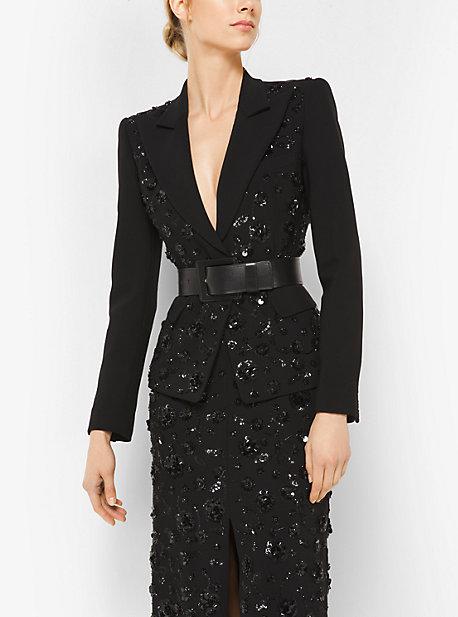 Michael Kors Collection Floral-embroidered Stretch Pebble-crepe Dinner Jacket