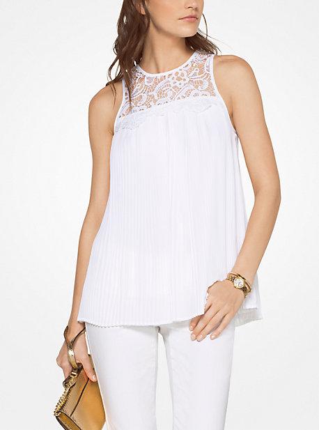 Michael Michael Kors Lace-panel Pleated Top