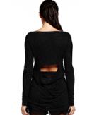 Michael Stars Lurex Fleck Long Sleeve Boatneck With Open Back Cowl