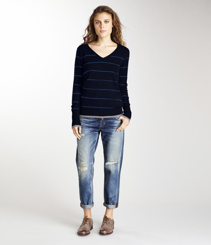 Michael Stars Stripe V-neck Pullover Top