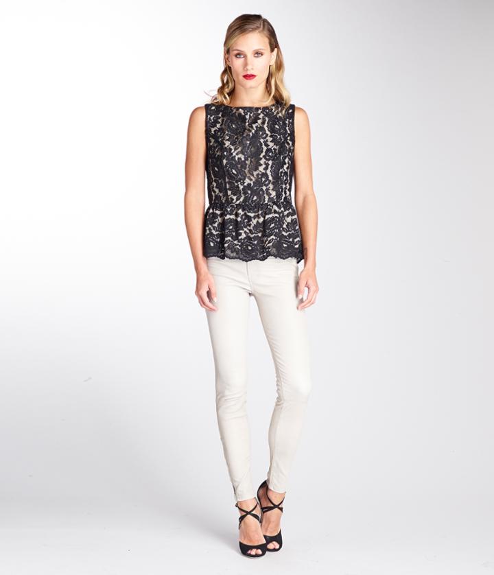 Michael Stars Scallop Lace Peplum Tank