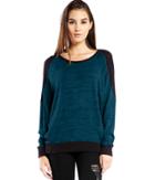 Michael Stars Sweater Knit Rib Mix Hi Low Sweatshirt