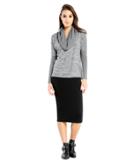 Michael Stars Sweater Knit Rib Mix Cowl Neck Top