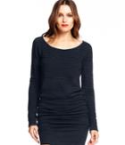 Michael Stars Long Sleeve Scoop Neck Dress With Shirring