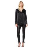 Michael Stars Crepe Back Satin Split Neck Top