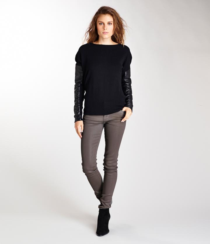 Michael Stars Cashmere Blend Leather Dolman Boatneck
