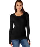 Michael Stars Long Sleeve Thermal Scoop Neck With Thumb Holes