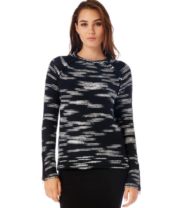 Michael Stars Space Dye Sweater With Cuff Zipper