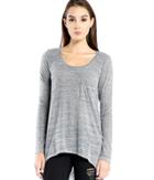Michael Stars Chelsea Triblend Long Sleeve Hi Low Tee With Front Pocket