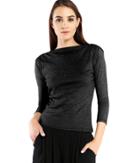 Michael Stars Shine 3/4 Sleeve Top With Shoulder Shirring Detail