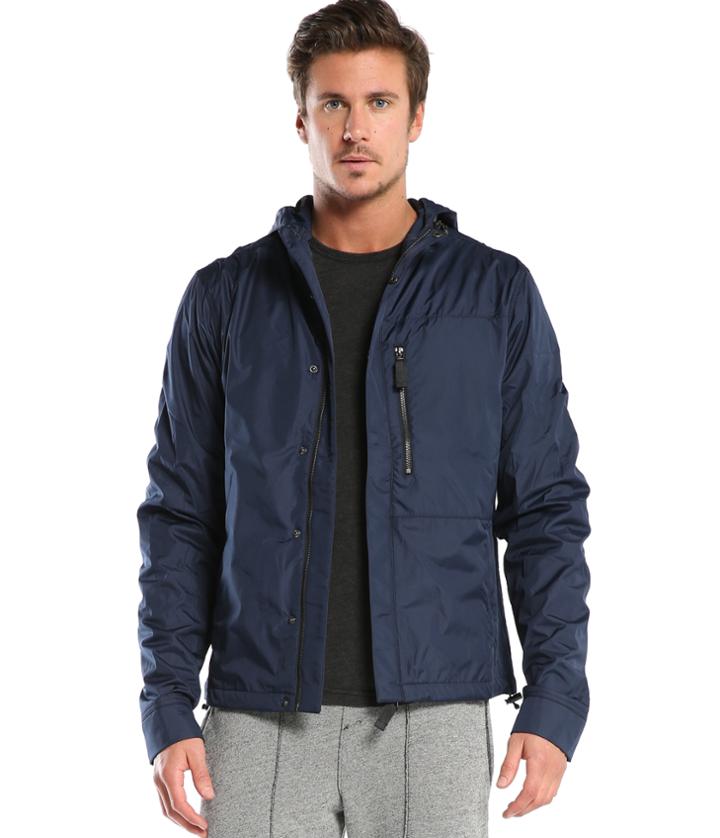 Michael Stars Nylon Hooded Snap Front Jacket