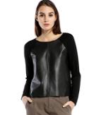 Michael Stars Sweatshirt With Leather Front