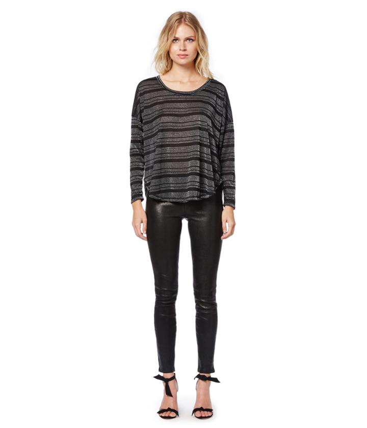 Michael Stars Lurex Stripe Long Sleeve Top
