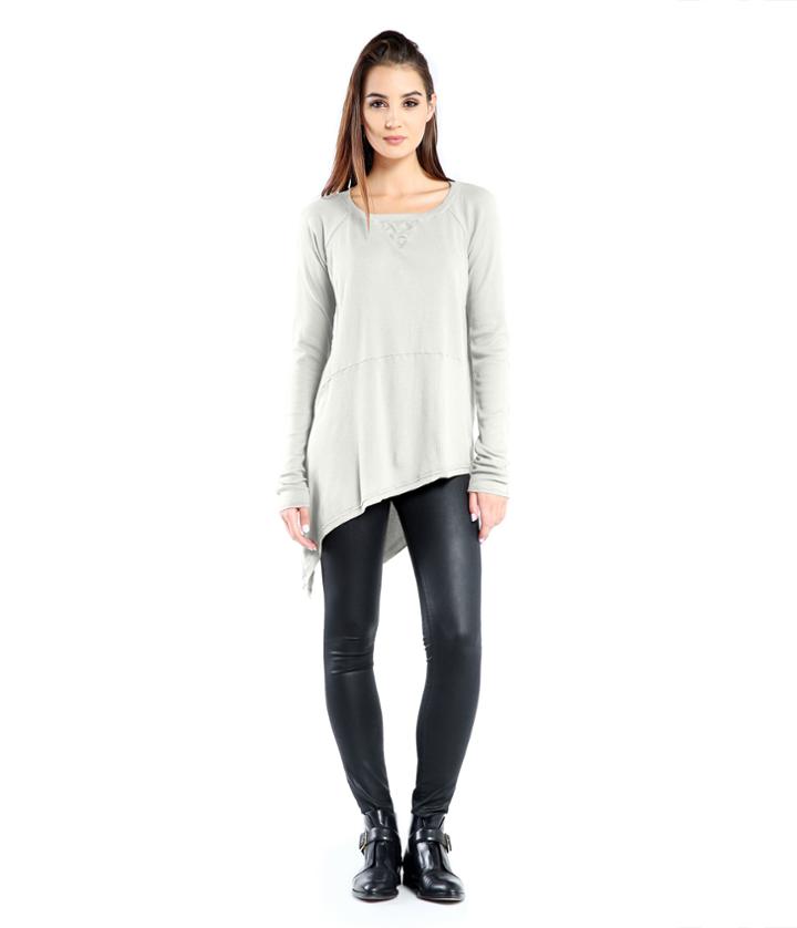 Michael Stars Thermal Scoop Neck Tee With Asymmetrical Hem