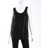 Michael Stars Beaded Silk Chiffon Scoop Neck Tank