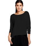 Michael Stars 3/4 Sleeve Hi Low Crew Neck With Raw Egdes