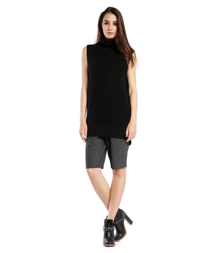 Michael Stars Cotton Slub Sleeveless Turtleneck