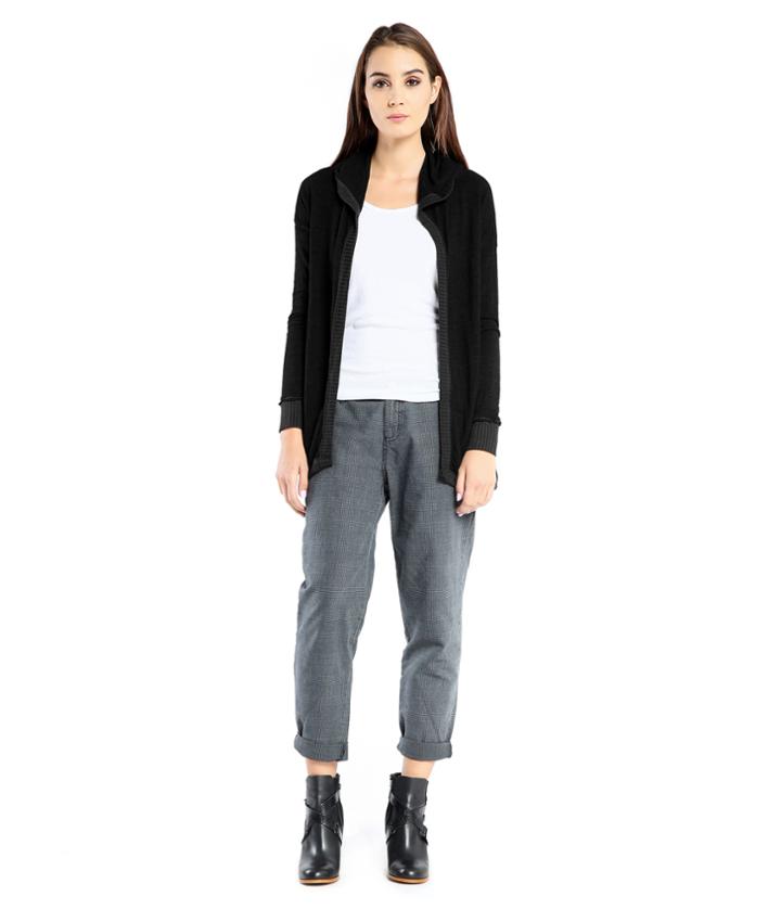 Michael Stars Sweater Knit Rib Mix Hooded Cardigan