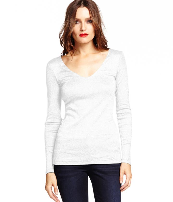Michael Stars Shine Long Sleeve Double Front V-neck