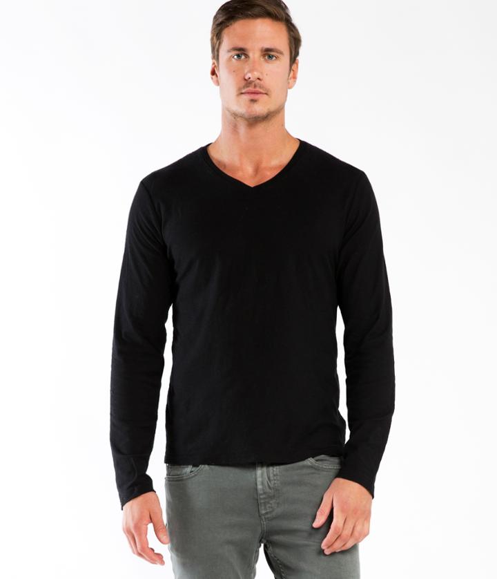 Michael Stars California Slub Long Sleeve V Neck Tee