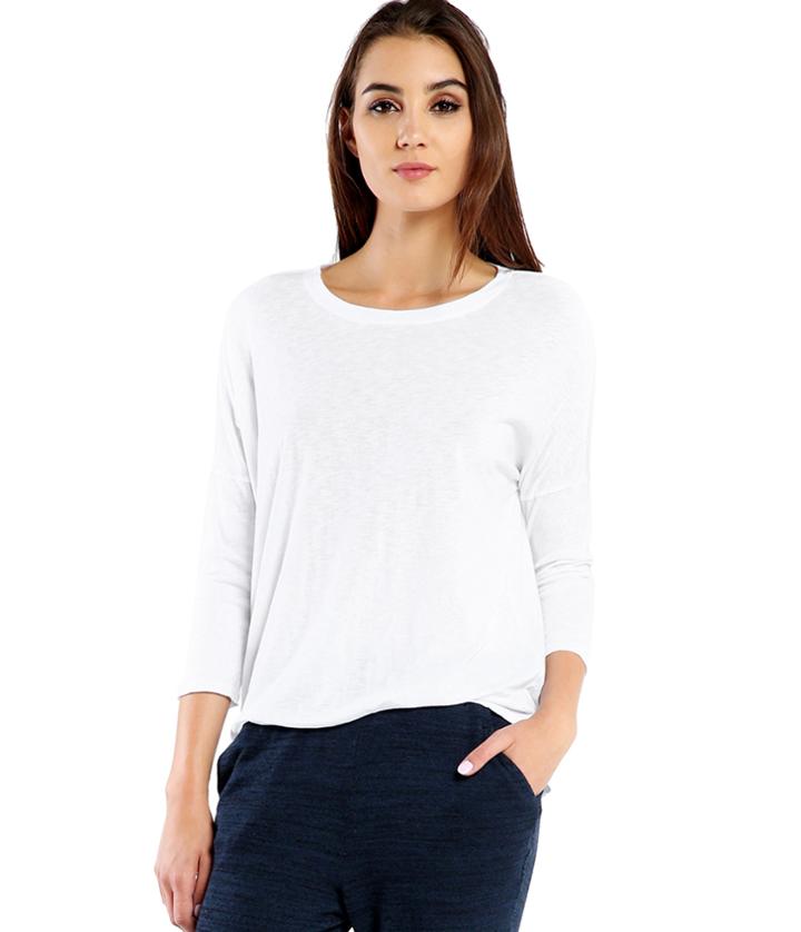 Michael Stars Luxe Slub Stepped Hem 3/4 Sleeve Tee
