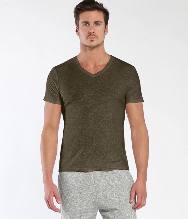 Michael Stars California Slub Short Sleeve V Neck Tee-top