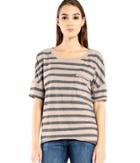 Michael Stars Relaxed Stripe Tee With Front Pocket
