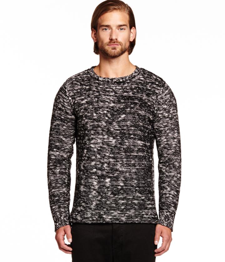 Michael Stars Long Sleeve Rolled Edge Crew Neck Sweater