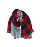 Michael Stars Reversible Plaid Scarf With Raw Edge Fringe