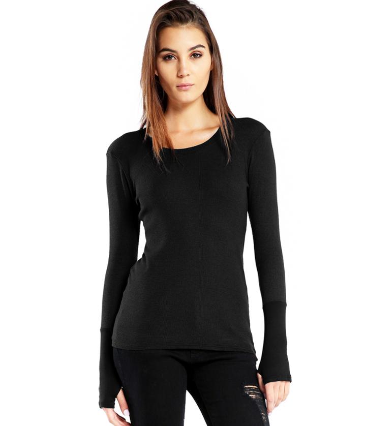 Michael Stars Raw Edge Thermal Crew Neck