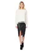 Michael Stars Boucle Crew Neck Sweater With Fringe