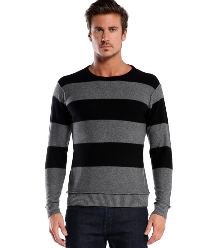 Michael Stars Cashmere Blend Stripe Crew Neck Sweater