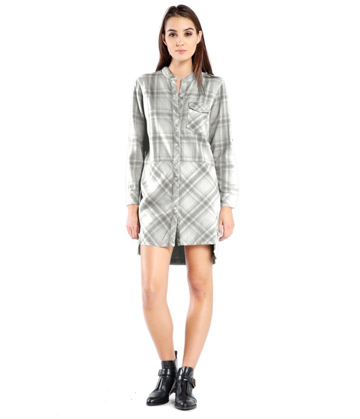 Michael Stars Plaid Hi Low Dress With Slits