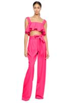 Milly Italian Cady Ruffle Crop Top - Fluo Pink
