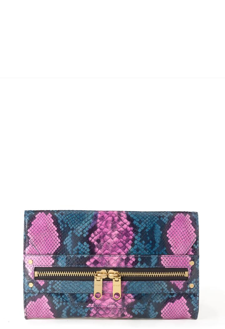 Milly Belize Snake Clutch - Pink/blue