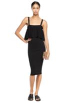Milly Flounce Fitted Dress - Black