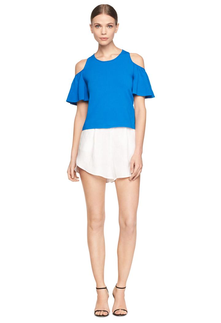 Milly Flutter Sleeve Tank - Lapis Blue