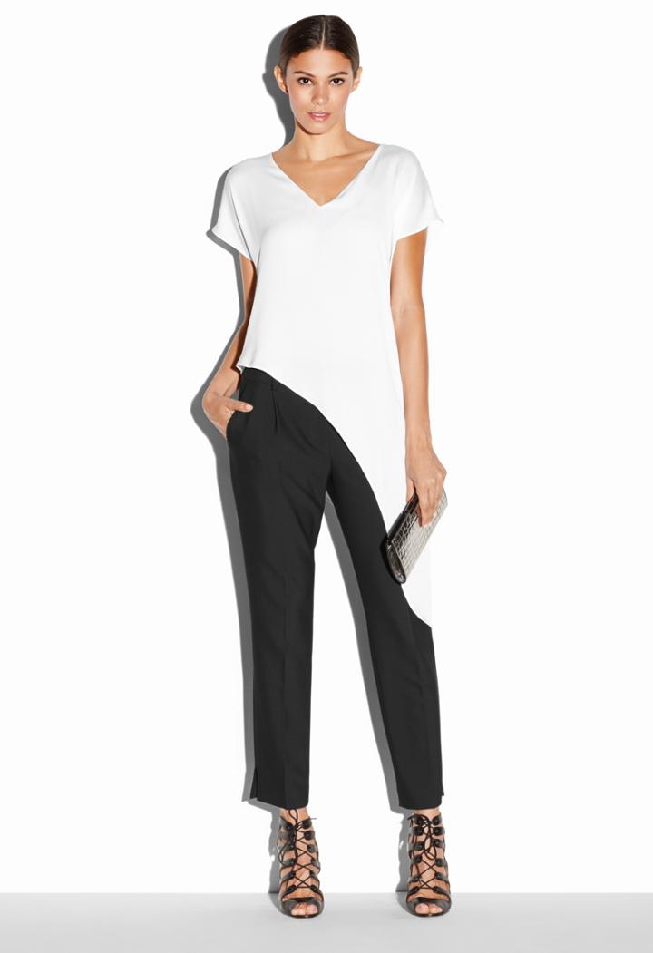 Milly Strch Slk Cascade Dolman Top - Ivory Wt