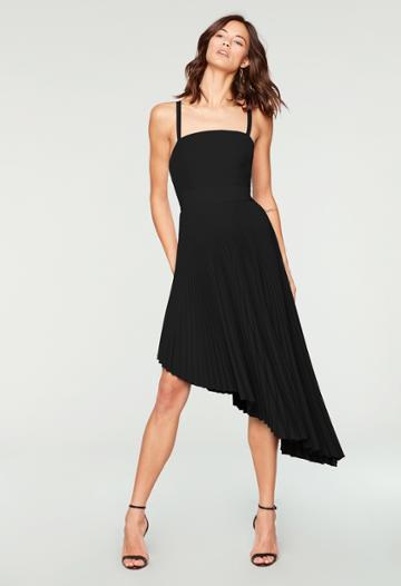 Milly Pleated Eliza Dress-closed - Black