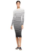Milly Degrade Stripe Fitted Dress - White/black