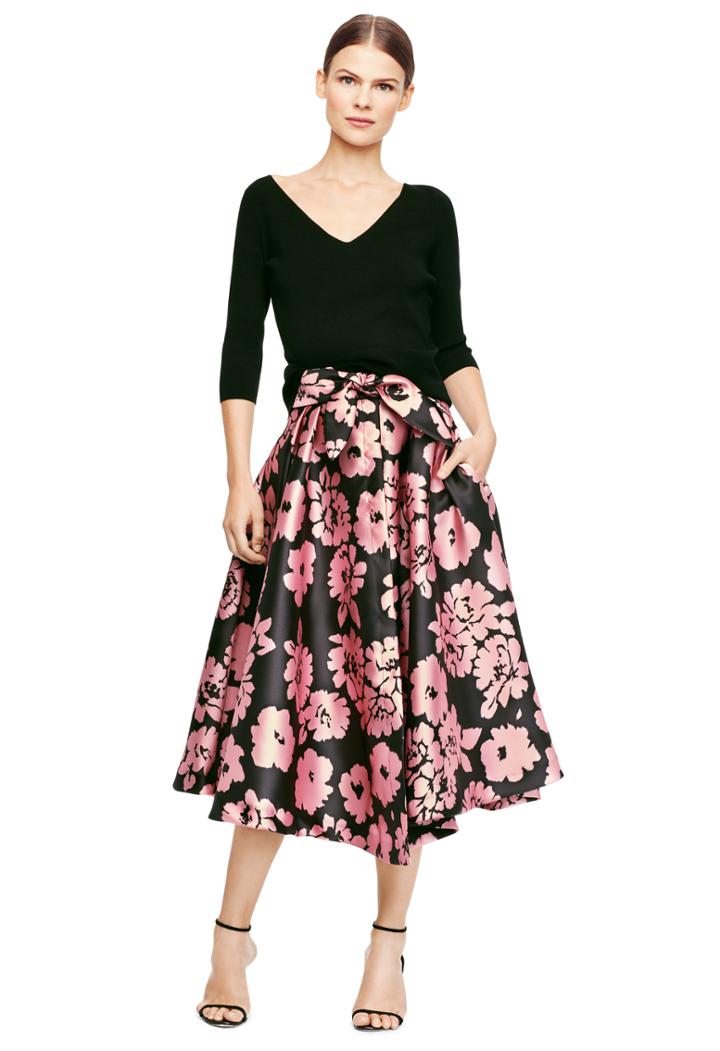 Milly Floral Print Jackie Midi Skirt