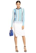 Milly Stretch Crepe Side Slit Midi Pencil Skirt