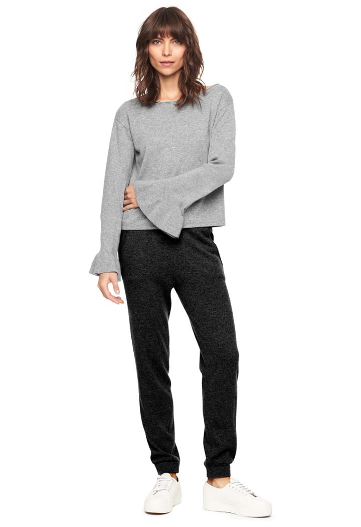 Milly Cashmere Flare Sleeve Sweater - Heather Grey